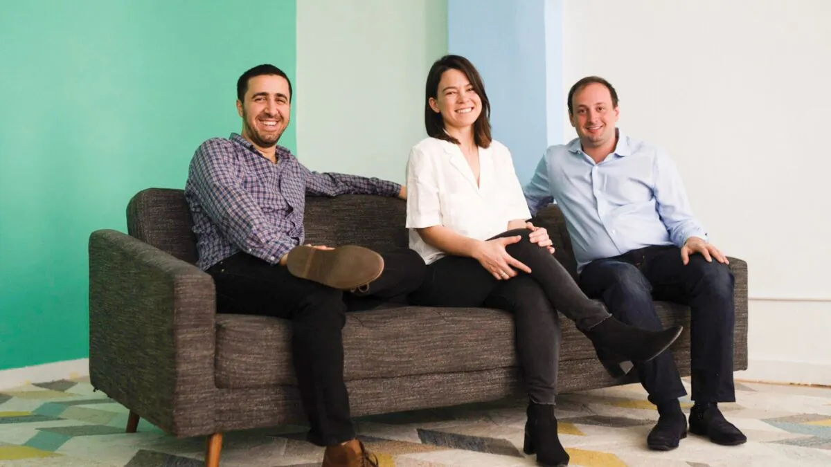 From left: Fresh Prints owners Josh Arbit, Jolijt Tamanaha, and Jacob Goodman shake up the business of collegiate hoodies, tees, and sweats. (Courtesy of Fresh Prints)
