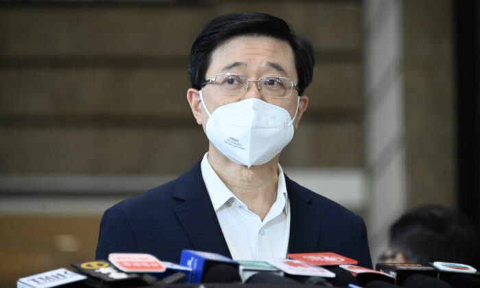 The new Chief Executive of Hong Kong John Lee Ka-chiu, attended his first meeting with the Legislative Council in Hong Kong on July 6, 2022. (Sung Pi-lung/The Epoch Times)