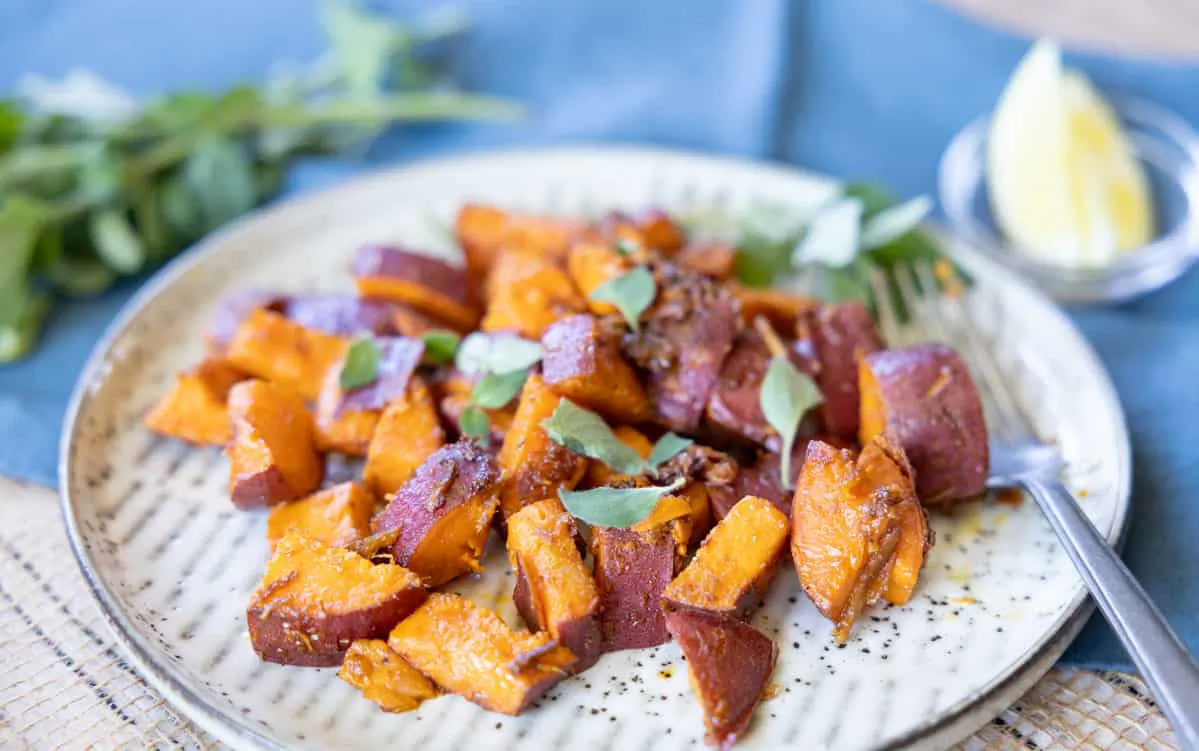 Roasted Sweet Potato with Ginger & Coriander. (Courtesy of Buttered Veg)