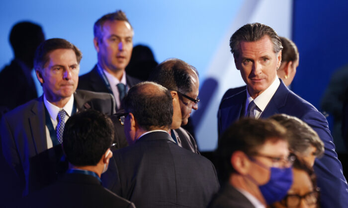 California Gov. Gavin Newsom, right, attends the Opening Plenary of the IX Summit of the Americas at the Los Angeles Convention Center, in Los Angeles, Calif., on June 9, 2022. (Mario Tama/Getty Images)