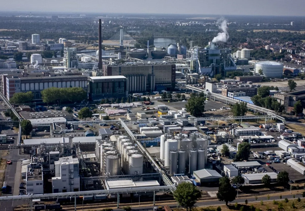 The Industrial Park of Hoechst in Frankfurt, Germany, on June 23, 2022. Germany is activating an emergency plan for natural gas supplies to ward off a crisis this coming winter. (Michael Probst/AP Photo)