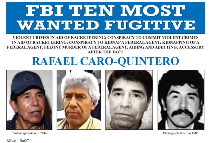 Rafael Caro-Quintero, a Mexican cartel leader wanted for his role in the murder of a DEA special agent in 1985, has been named to the FBI’s Ten Most Wanted Fugitives list. (FBI via The Epoch Times)