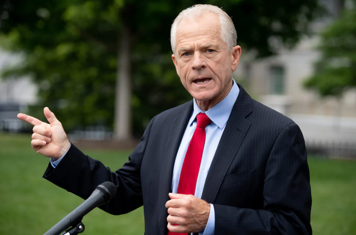 Then-White House Trade Adviser Peter Navarro speaks to the press outside of the White House in Washington, on June 18, 2020. (Saul Loeb/AFP via Getty Images)