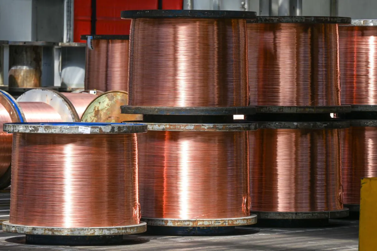 Rolls of copper wiring stored at the Nexans manufacture in Lens, northern France, on May 11, 2022. (Denis Charlet/AFP via Getty Images)