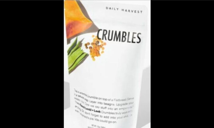 Daily Harvest's "French Lentil & Leek Crumbles," the subject of a nationwide recall. (FDA.gov)