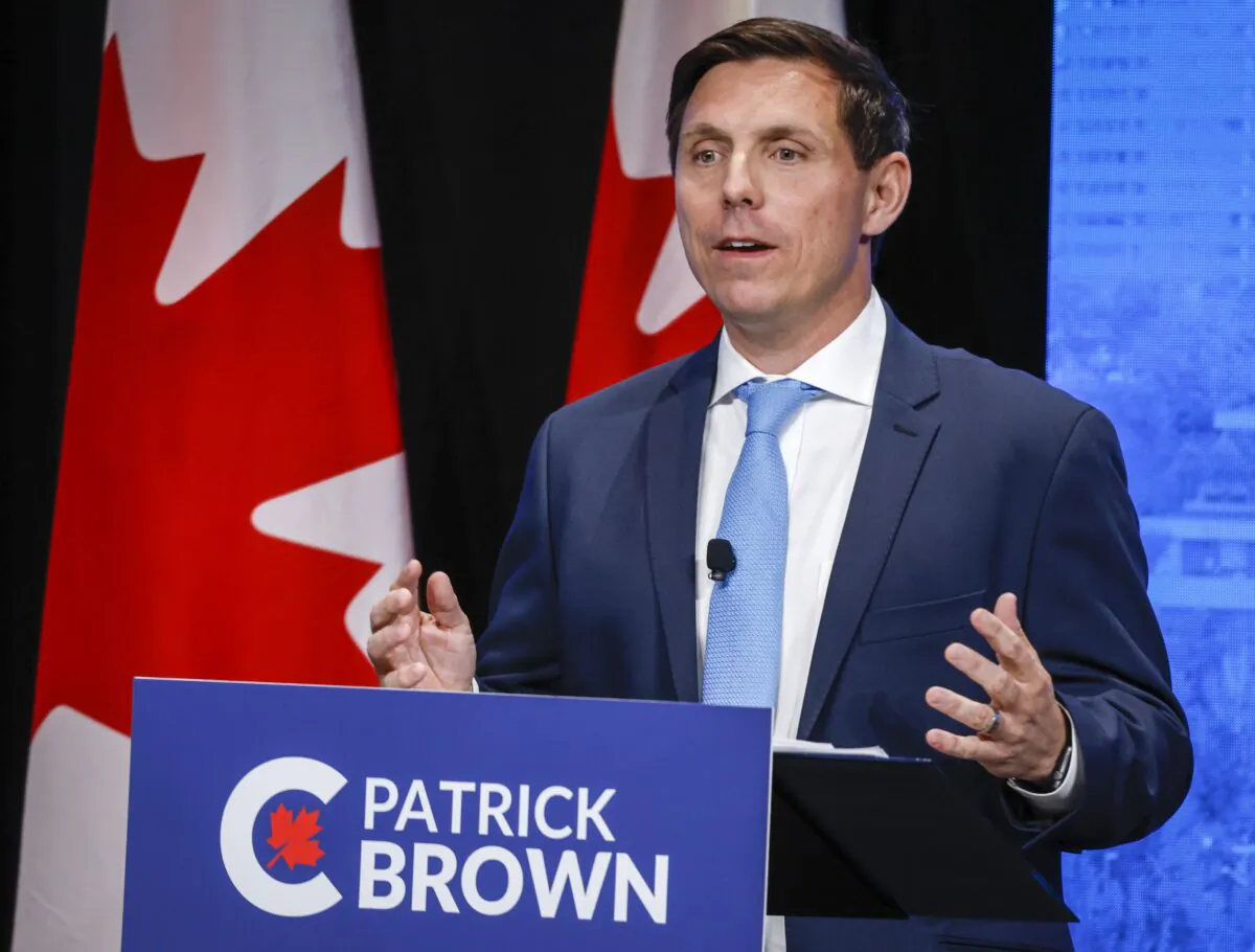 Former candidate Patrick Brown participates in the Conservative Party leadership debate in Edmonton on May 11, 2022. (The Canadian Press/Jeff McIntosh)