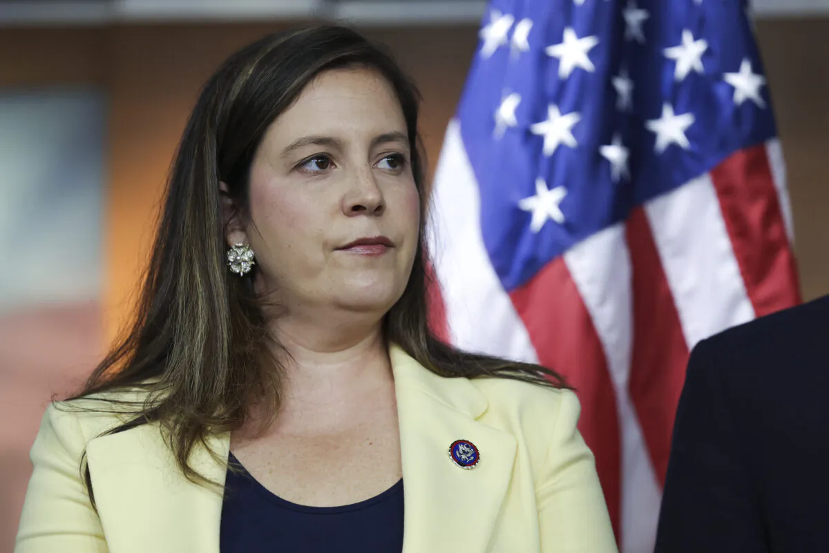 U.S. House Republican Conference Chair Elise Stefanik (R-N.Y.) attends a press conference at the U.S. Capitol in Washington on June 8, 2022. (Kevin Dietsch/Getty Images)