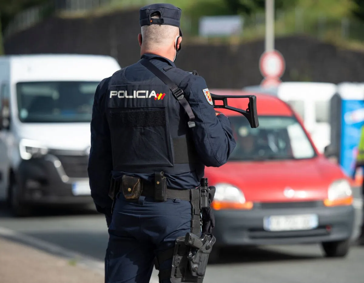 Spanish police, Spain, on March 31, 2021. (Ander Gillenea/AFP via Getty Images)