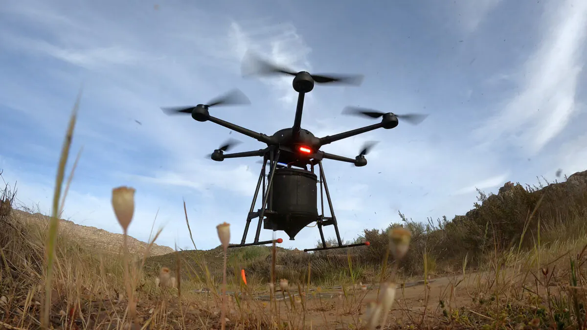Cutting-edge drone technology is being used to revive critically endangered woodlands and rainforests. (AirSeed)