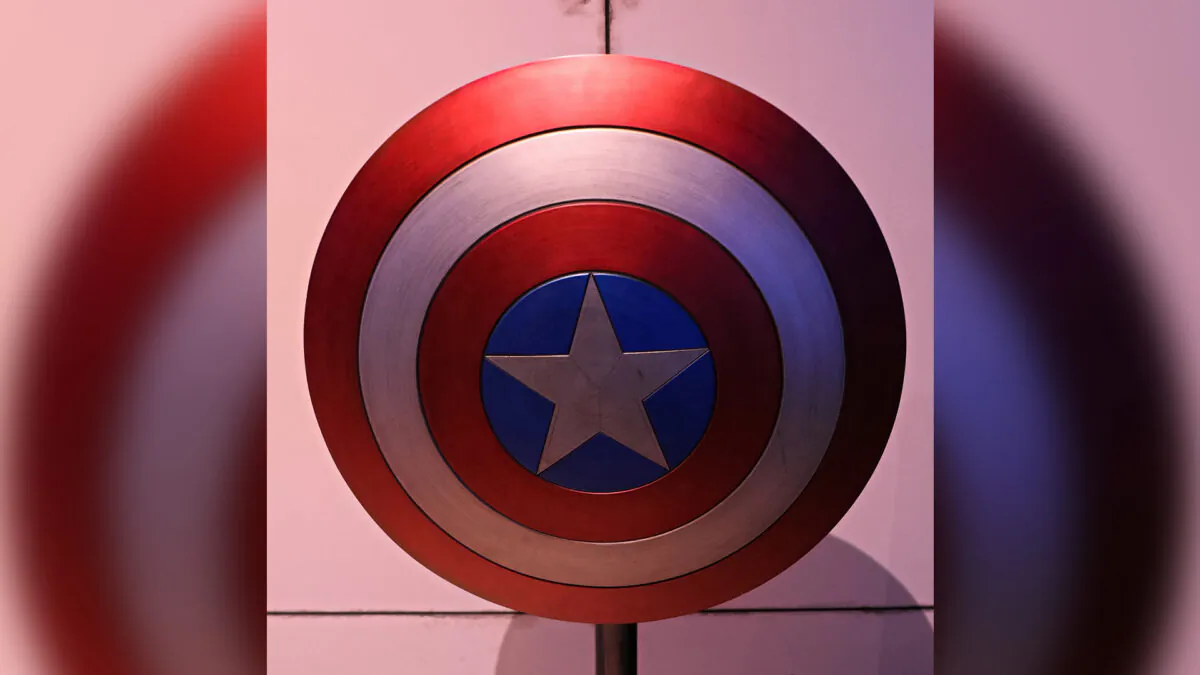 The red, white and blue shield handled by Chris Evans’ Captain America in the 2012 superhero blockbuster, “The Avengers,” sold for $200,000 at Julien’s Auctions in Los Angeles on June 18, 2022. (Dreamstime/TNS)