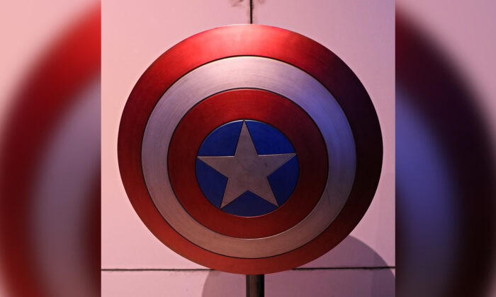 The red, white and blue shield handled by Chris Evans’ Captain America in the 2012 superhero blockbuster, “The Avengers,” sold for $200,000 at Julien’s Auctions in Los Angeles on June 18, 2022. (Dreamstime/TNS)