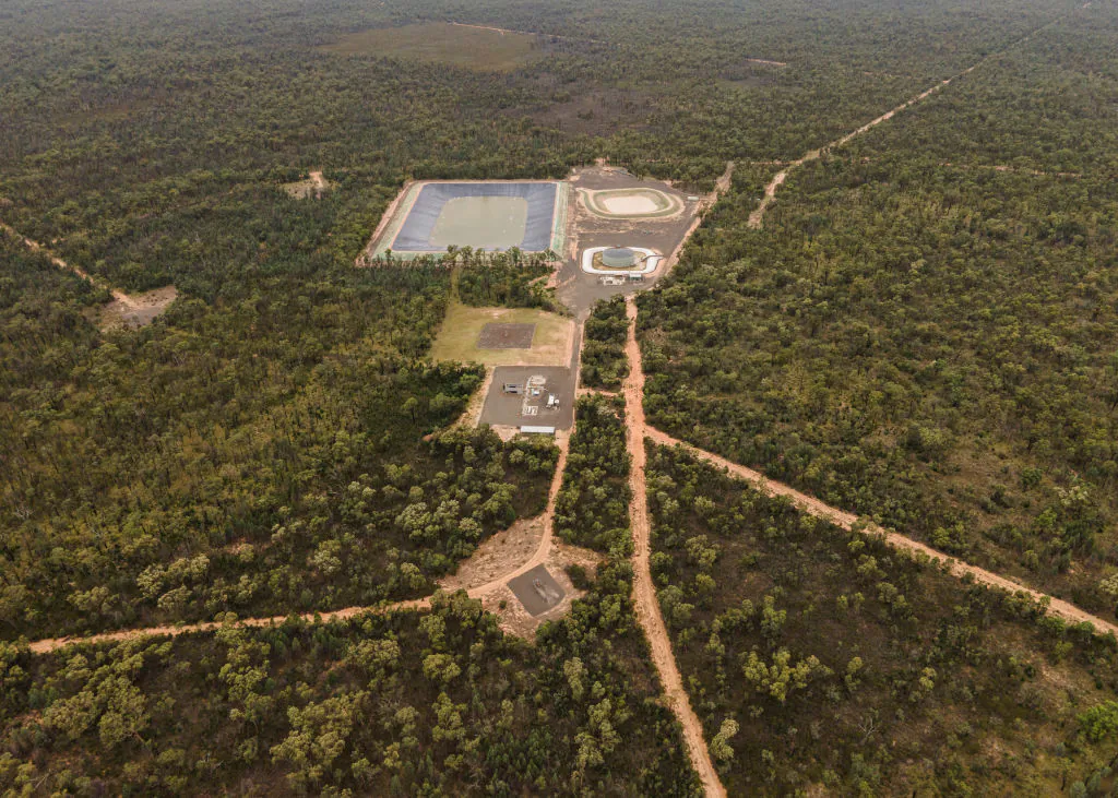 A general view of Coal Seam Gas wells and a waste water treatment plant in Narrabri, Australia, on Feb. 6, 2021. (Brook Mitchell/Getty Images)