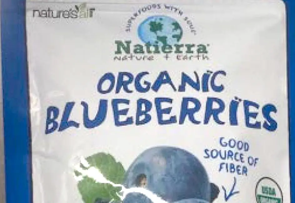 Brandstorm Inc. voluntarily recalled two Natierra Organic Freeze-Dried Blueberries 1.2oz pouch products due to possible lead presence. (CDC/Obtained by The Epoch Times)