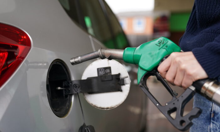 An E10 petrol pump at a petrol station on Sept. 1, 2021. (PA Media)