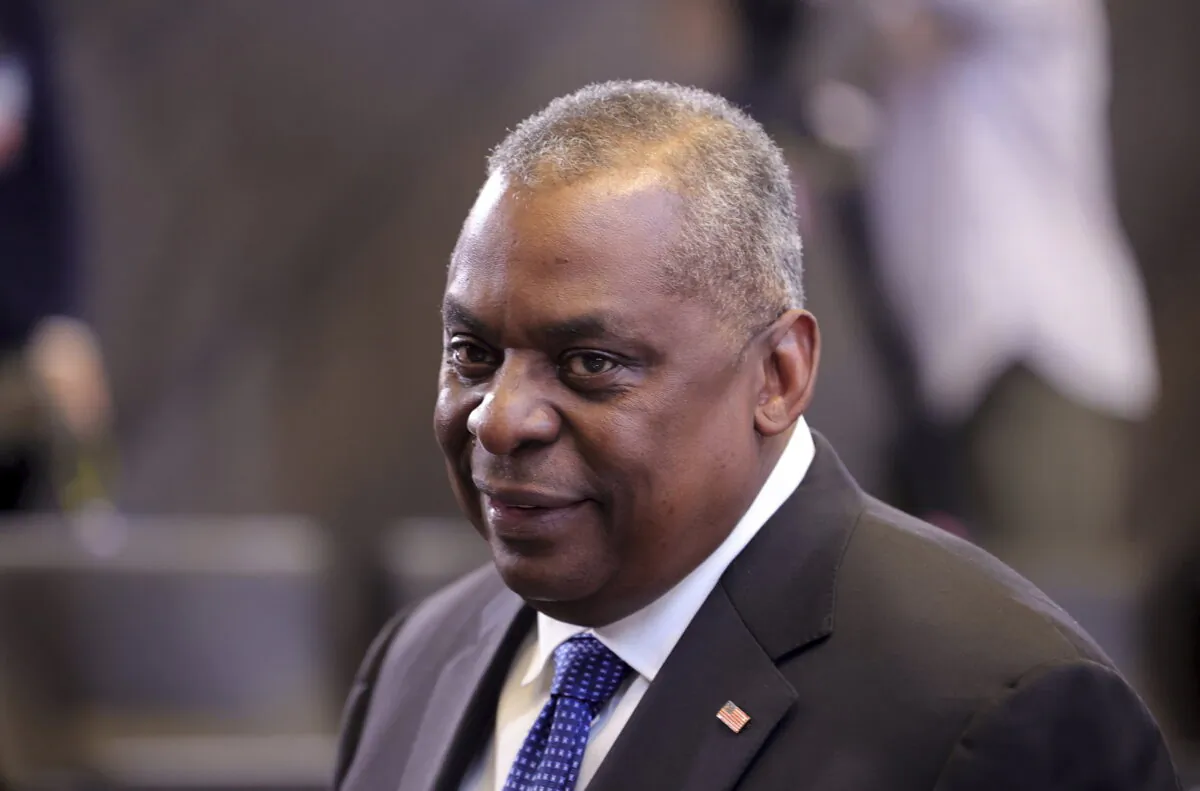 U.S. Secretary for Defense Lloyd J. Austin III arrives for a meeting of NATO defense ministers at NATO headquarters in Brussels, on June 16, 2022. (Olivier Matthys/AP Photo)