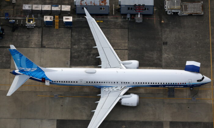 An aerial view of a Boeing 737 MAX 10 airplane parked at King County International Airport-Boeing Field in Seattle, Washington, on June 1, 2022.  REUTERS/Lindsey Wasson