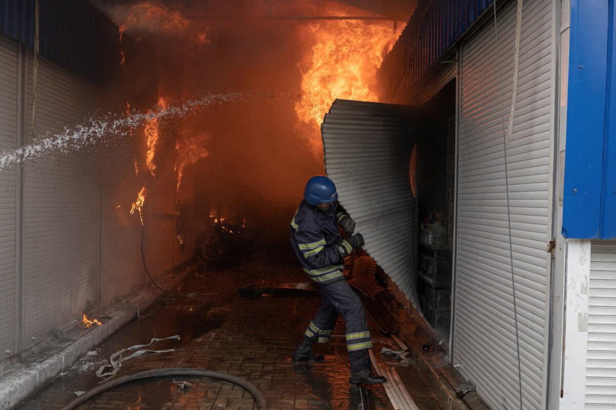 Ukrainian firefighter