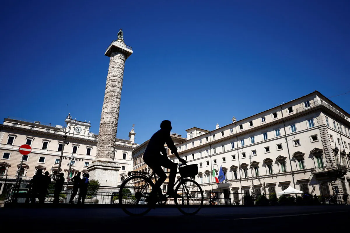 A view of the prime minister's office Chigi Palace the day after Italian Prime Minister Mario Draghi tendered his resignation to Italian President Sergio Mattarella, in Rome, Italy, on July 15, 2022. (Guglielmo Mangiapane/Reuters)