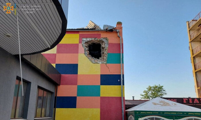 A building destroyed by shelling is seen in Ochakiv, Ukraine, in this handout picture obtained by Reuters on June 28, 2022. (State Emergency Service of Ukraine in Mykolaiv region via Reuters)