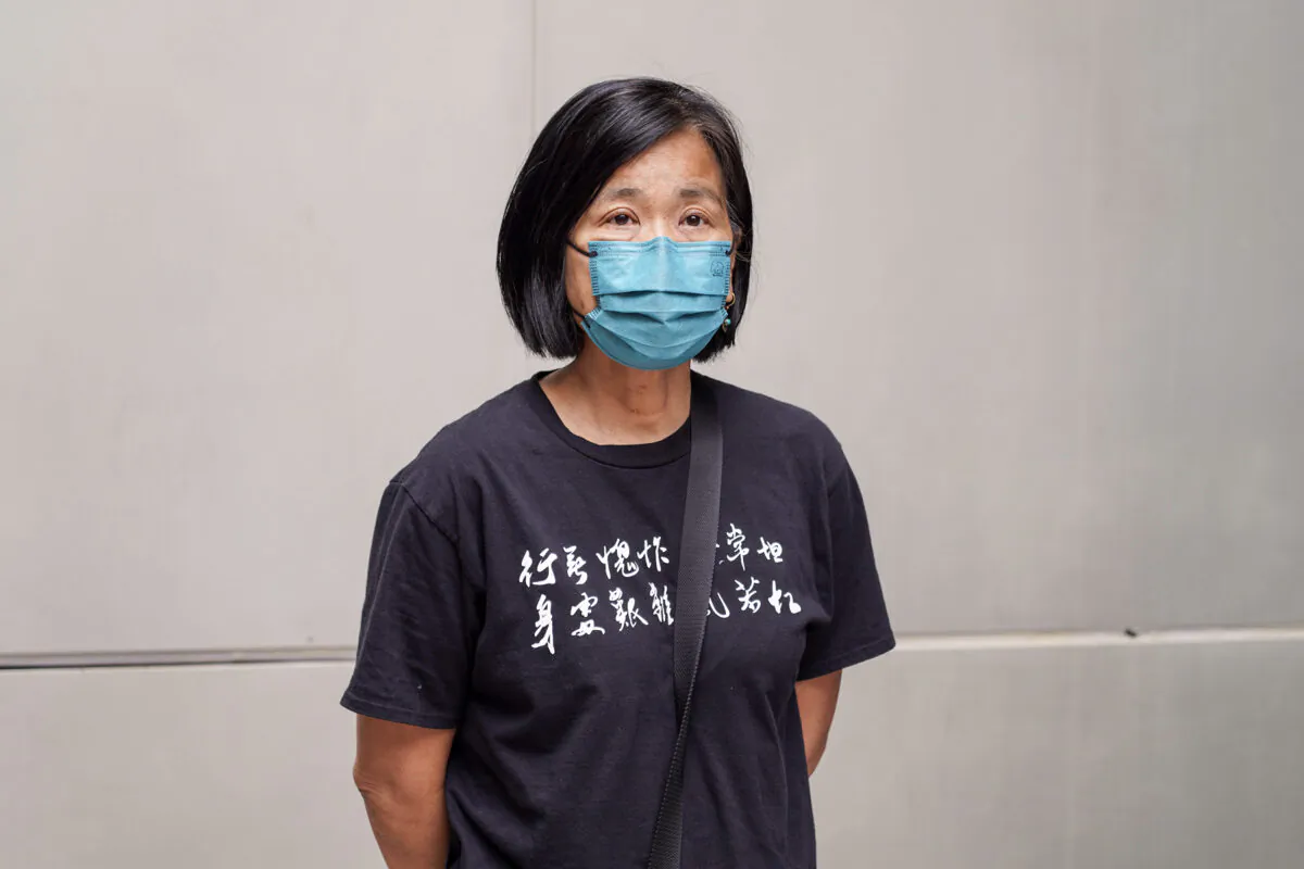 Chan Po-ying, Chairperson of The League of Social Democrats on May 8, 2022.. (Adrian Yu/The Epoch Times)
