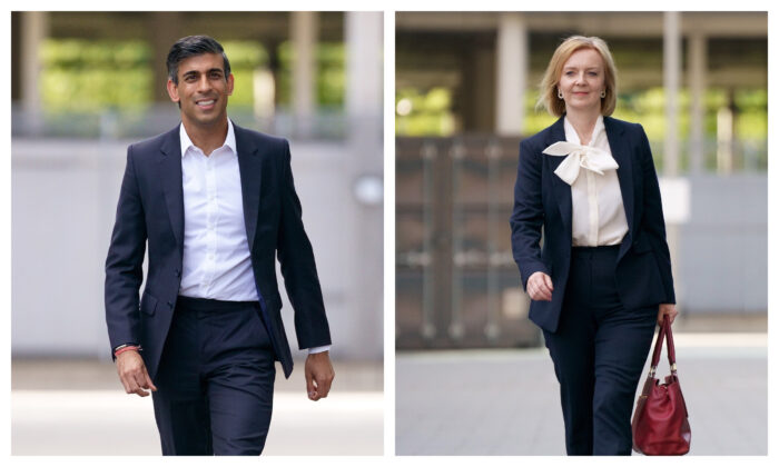 File photos of Conservative leadership candidates Rishi Sunak (L) and Liz Truss. (PA Media)