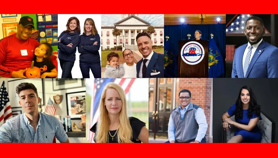 (Top L–R) Simi Bird, Tiffany Justice and Tina Descovich, Daniel Foganholi, Alison Esposito, and Willie Montague. (Bottom L–R) Corey Gibson, Christine Villaverde, Terry Namkung, and Mayra Flores, a new generation bringing diversity, youth, and a new perspective to the Republican Party. (Patricia Tolson/The Epoch Times)
