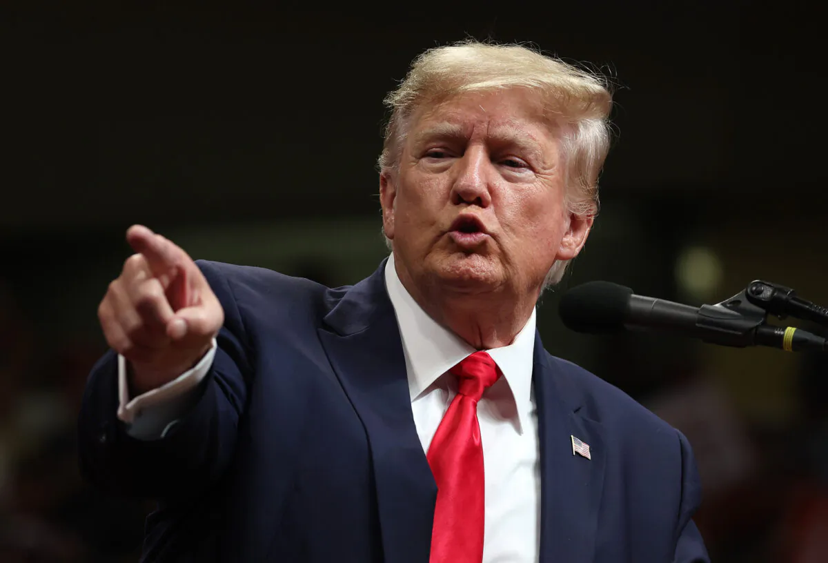 Former President Donald Trump speaks during a "Save America" rally at Alaska Airlines Center on July 09, 2022 in Anchorage, Alaska. (Justin Sullivan/Getty Images)