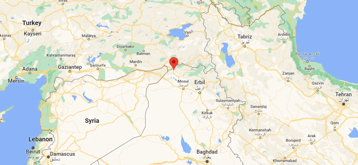 A map shows the location of Zakho district in the semi-autonomous Kurdish-run region, north of Iraq, on July 20, 2022. (Google Maps)