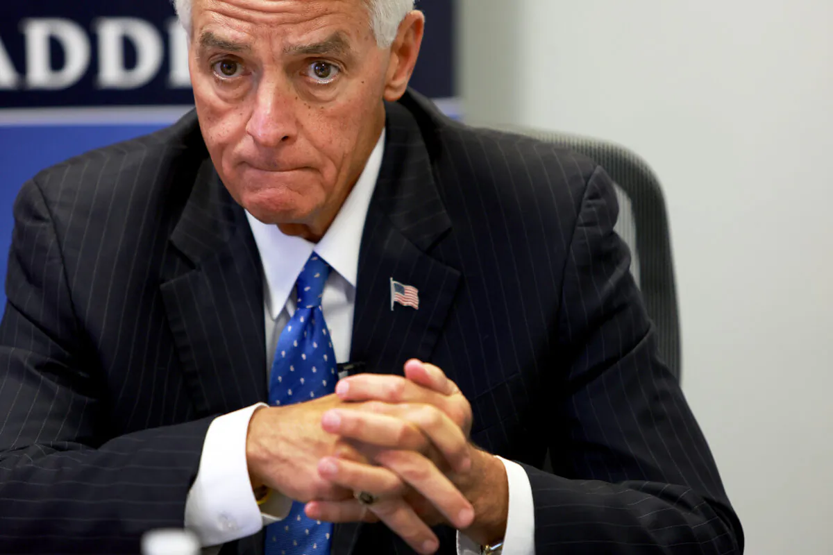 Democrat gubernatorial candidate Rep. Charlie Crist (D-Fla.) attends a round table discussion with Venezuelan immigrants about renewing Temporary Protected Status (TPS) for Venezuelans in Miami, Fla., on July 6, 2022. (Joe Raedle/Getty Images)