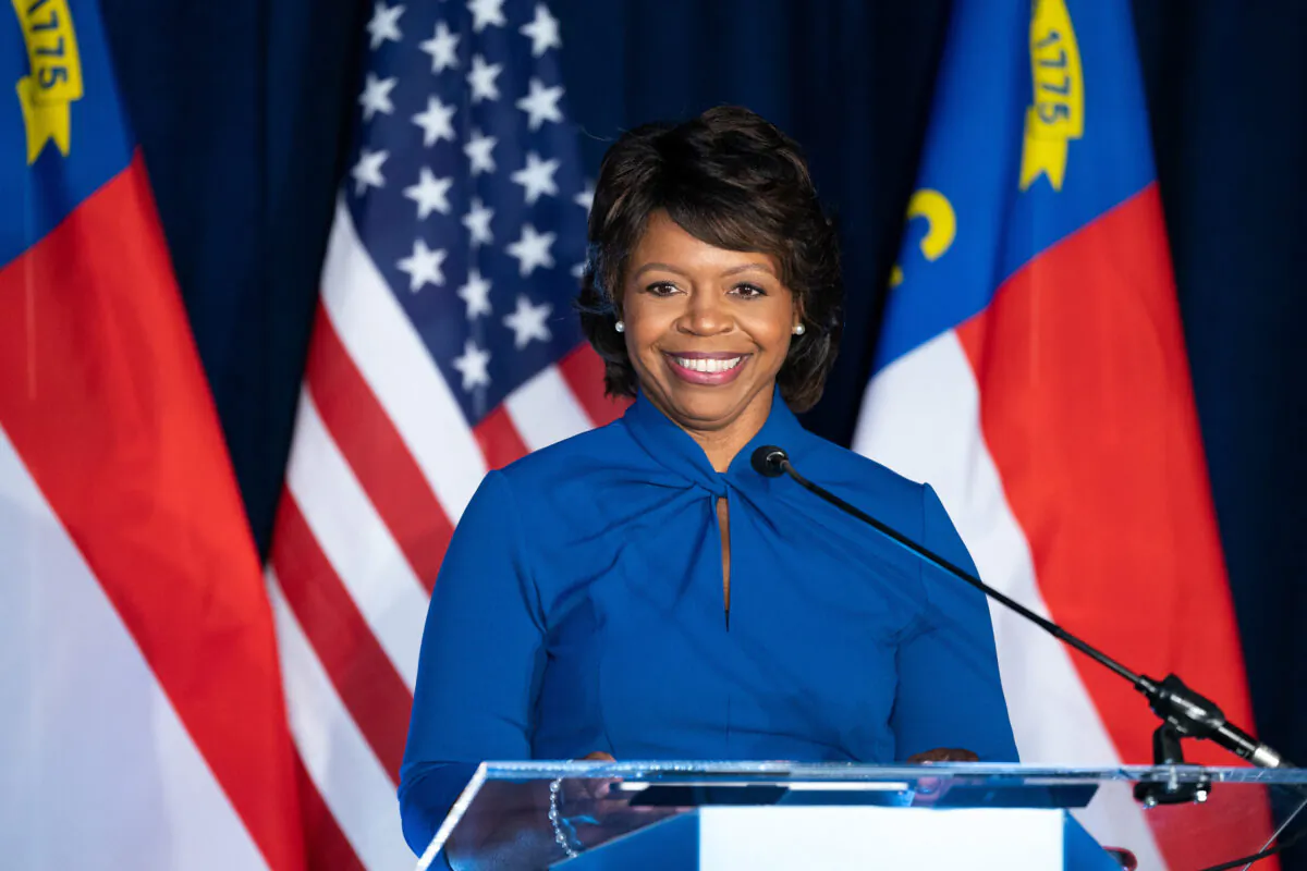 North Carolina Democratic Senate candidate Cheri Beasley speaks to a crowd during an election night event on May 17, 2022, in Raleigh. (Sean Rayford/Getty Images)