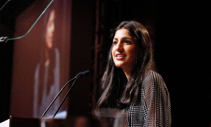 Vimeo CEO Anjali Sud on stage during the 2019 NYWIFT Muse Awards at the New York Hilton Midtown in New York City on Dec. 10, 2019. (Lars Niki/Getty Images for New York Women in Film & Television)