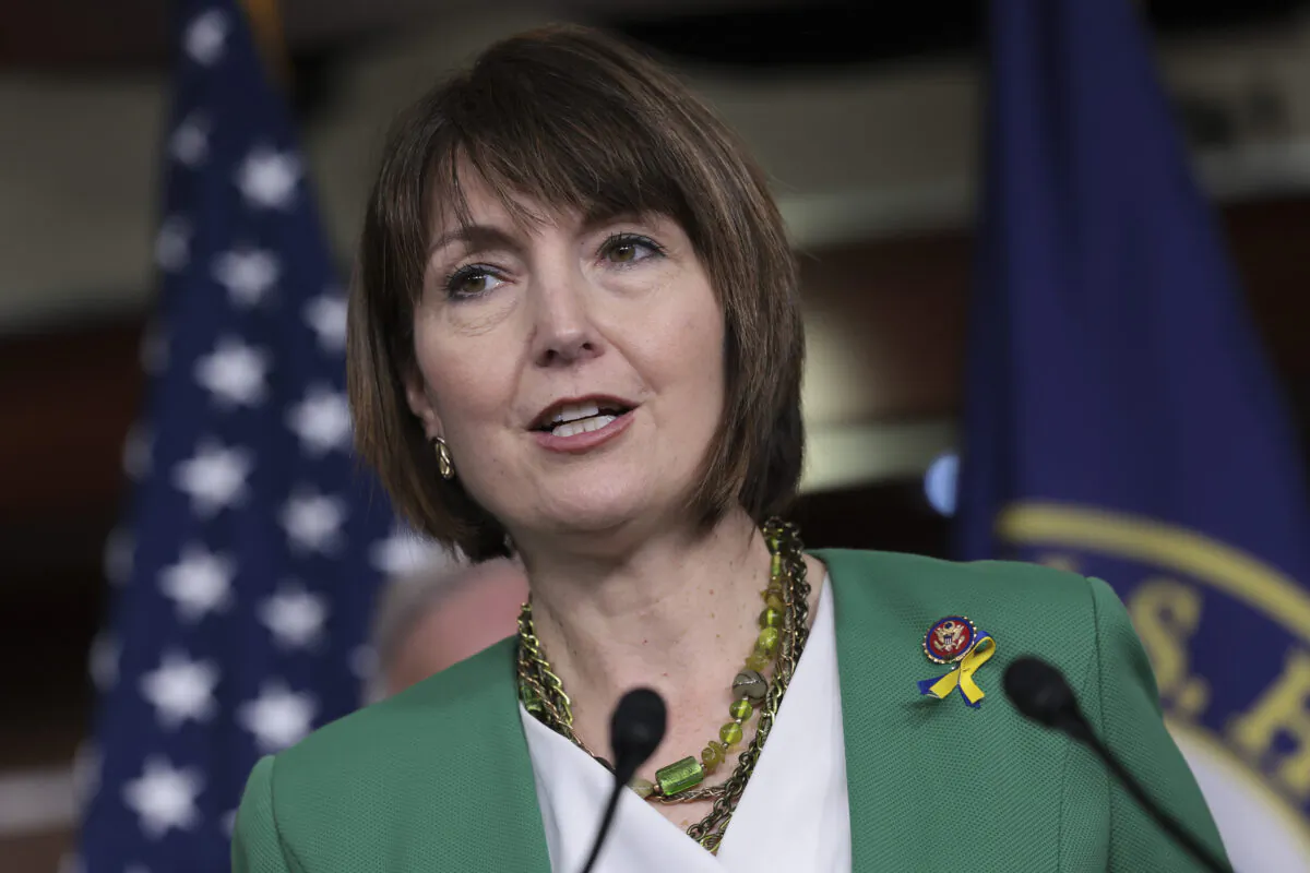 U.S. Rep. Cathy McMorris Rodgers (R-Wash.) speaks at a House Republican press conference on energy policy at the U.S. Capitol on March 8, 2022. (Kevin Dietsch/Getty Images)
