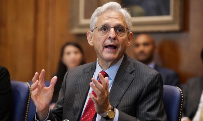 US Attorney General Merrick Garland speaks during a meeting at the Department of Justice in Washington on July 20, 2022. (Oliver Contreras/Pool/AFP via Getty Images)