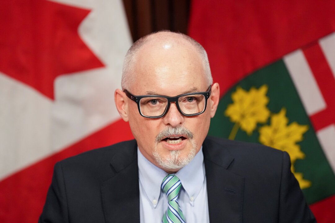 Dr. Kieran Moore, Ontario's chief medical officer of health, speaks at a press conference during the COVID-19 pandemic, at Queen’s Park in Toronto on April 11, 2022. (The Canadian Press/
Nathan Denette)