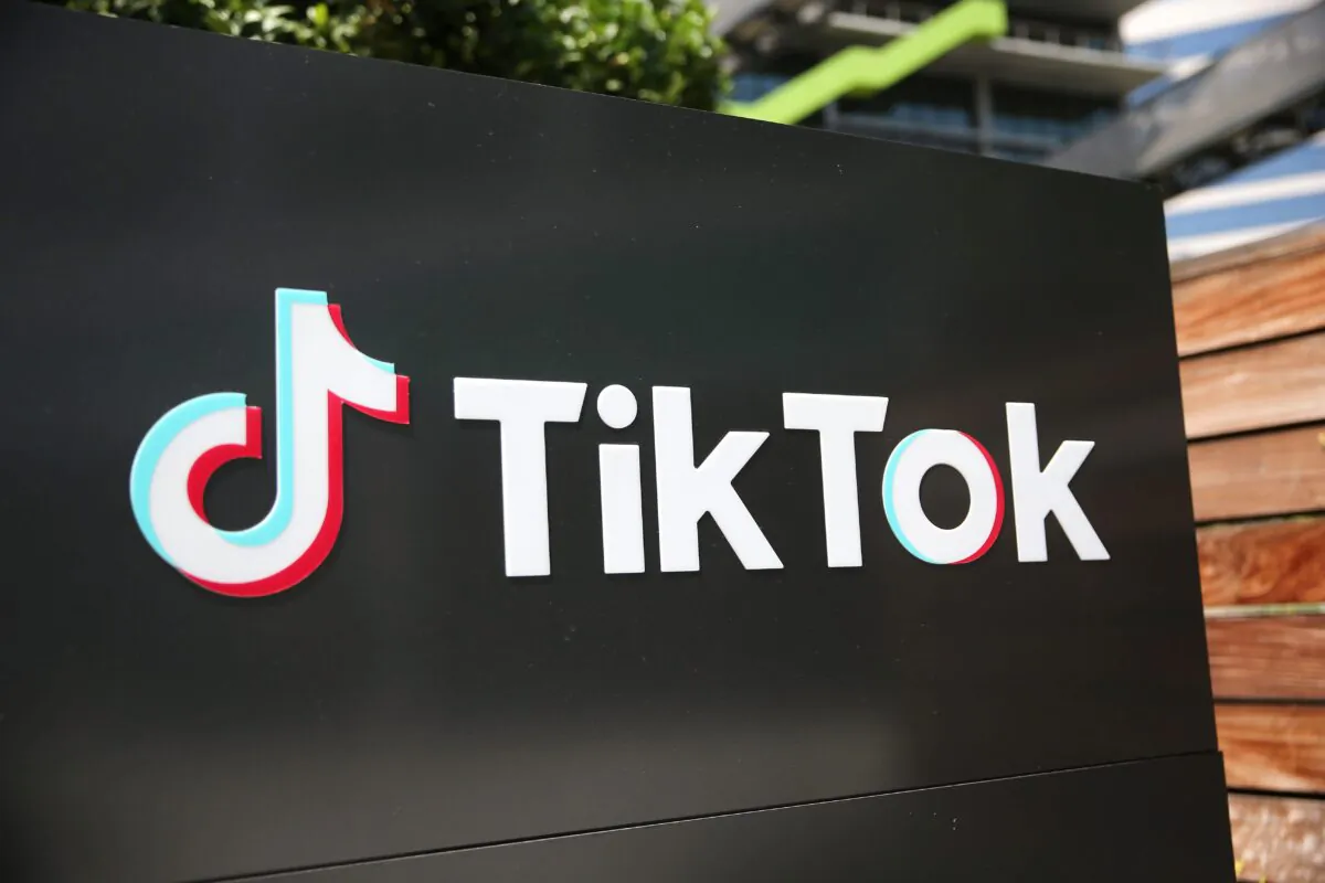The TikTok logo is displayed outside the company's office in Culver City, Calif., on Aug. 27, 2020. (Mario Tama/Getty Images)