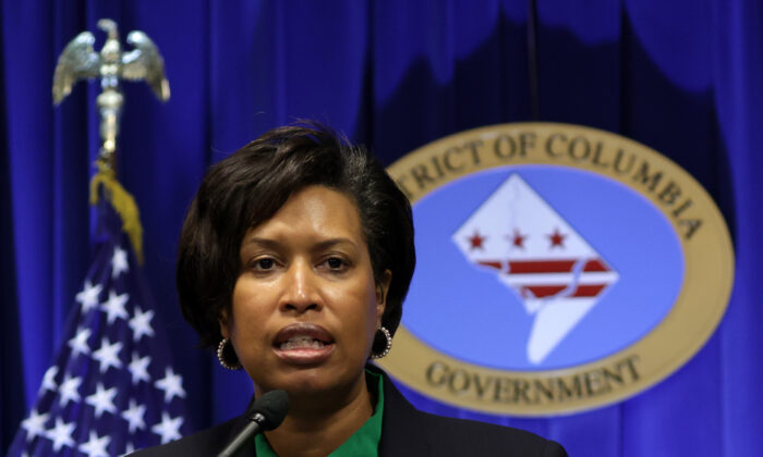 Washington Mayor Muriel Bowser speaks at a news conference at the John Wilson Building in Washington on March 14, 2022. (Alex Wong/Getty Images)