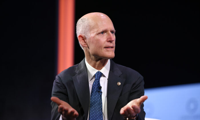 Rep. Rick Scott (R-Fla.) speaks onstage during the 2021 Concordia Annual Summit–Day 1 at Sheraton New York in New York on Sept. 20, 2021. (Riccardo Savi/Getty Images for Concordia Summit)