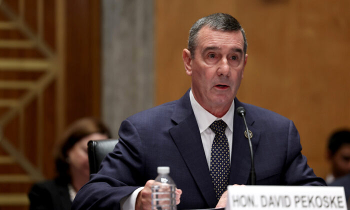 Transportation Security Administrator Administrator David Pekoske speaks during his confirmation hearing before the Senate Homeland Security and Governmental Affairs committee in Washington, on July 21, 2022. (Anna Moneymaker/Getty Images)