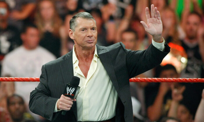 World Wrestling Entertainment Inc. Chairman Vince McMahon appears in the ring during the WWE Monday Night Raw show at the Thomas & Mack Center in Las Vegas on Aug. 24, 2009. (Ethan Miller/Getty Images)