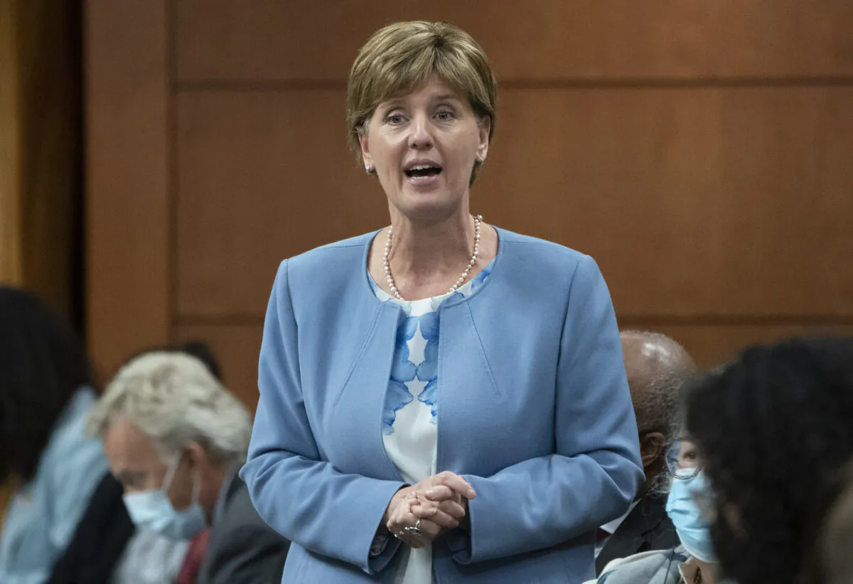 Agriculture and Agri-Food Minister Marie-Claude Bibeau rises during question period in the House of Commons in Ottawa on June 2, 2022. (The Canadian Press/Adrian Wyld)