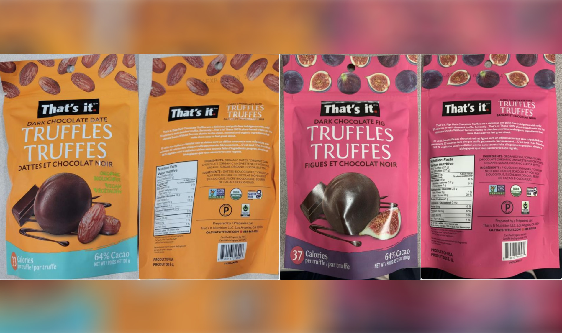 Recall Covers Two Flavours of That's It Dark Chocolate Truffles - Vimarsana News