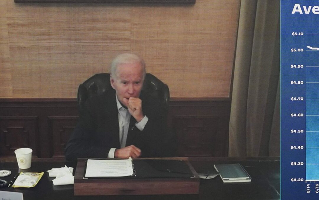 President Joe Biden meets virtually with his economic team at the White House in Washington on July 22, 2022. (Mandel Ngan/AFP via Getty Images)