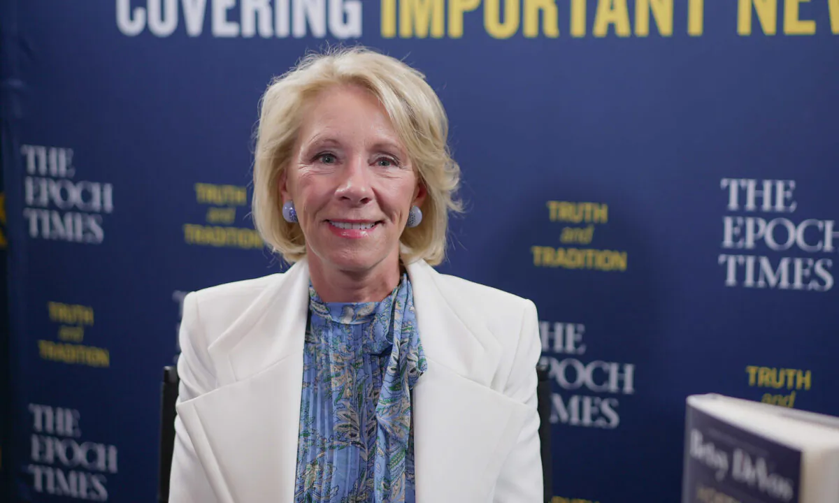 Former U.S. Secretary of Education Betsy DeVos, author of the new book "Hostages No More: The Fight for Education Freedom and the Future of the American Child," in Las Vegas at the FreedomFest conference on July 14, 2022. (Screenshot via EpochTV)