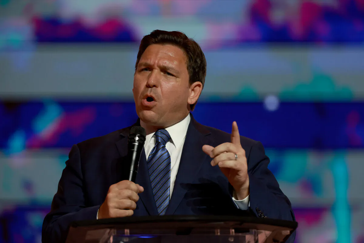 Florida Gov. Ron DeSantis speaks during the Turning Point USA Student Action Summit held at the Tampa Convention Center in Tampa, Fla., on July 22, 2022. (Joe Raedle/Getty Images)