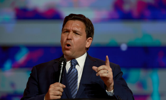 Florida Gov. Ron DeSantis speaks during the Turning Point USA Student Action Summit held at the Tampa Convention Center in Tampa, Fla., on July 22, 2022. (Joe Raedle/Getty Images)