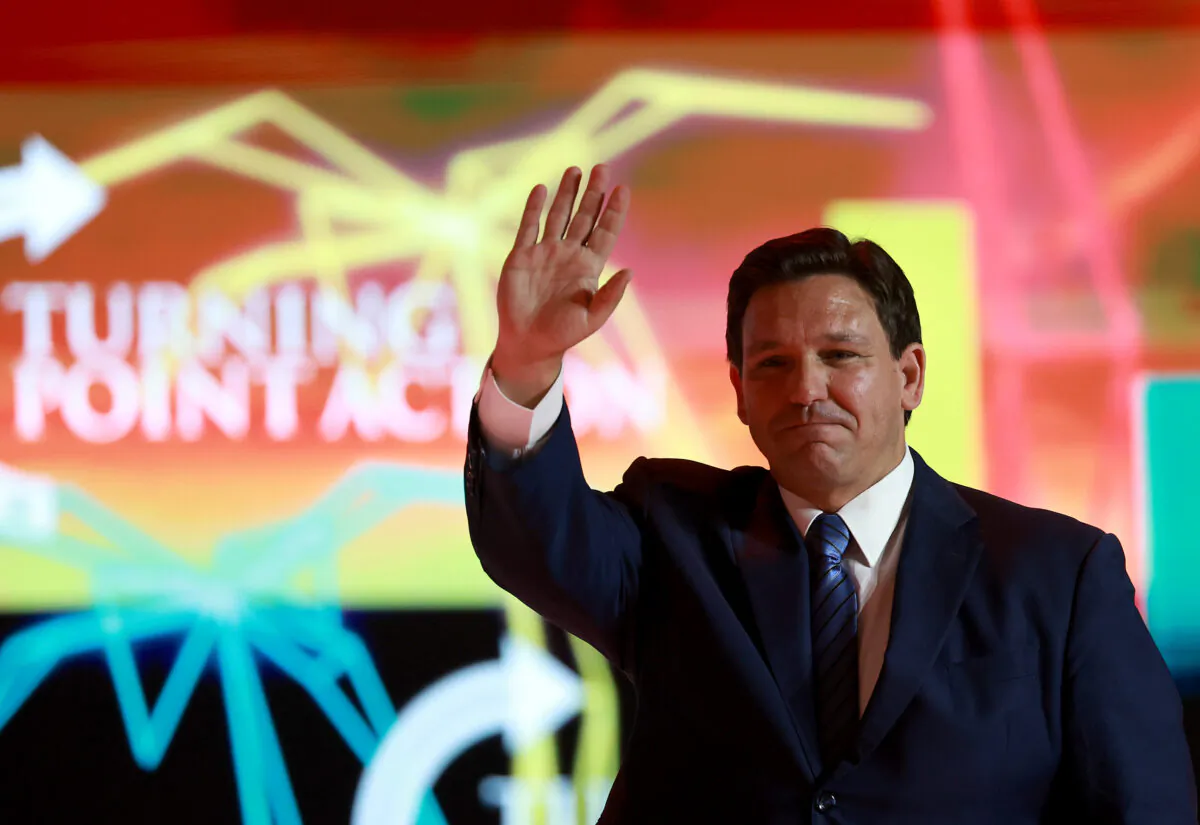 Florida Gov. Ron DeSantis walks off stage after speaking during the Turning Point USA Student Action Summit held at the Tampa Convention Center, on July 22, 2022. (Joe Raedle/Getty Images)
