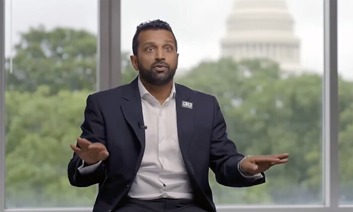 This image from video shows Kash Patel, former chief of staff for the U.S. secretary of defense and a former federal prosecutor. (Screenshot/EpochTV)