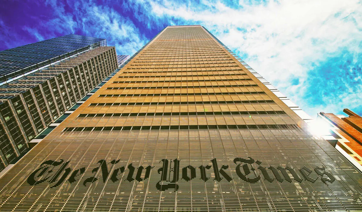 The New York Times newspaper building in Midtown Manhattan, N.Y., on April 25, 2015. (Roman Babakin/Shutterstock)