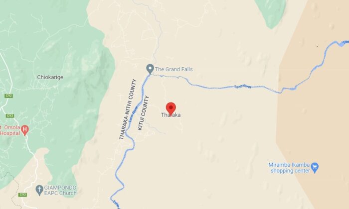 A map shows the location of Tharaka Nithi County, Kenya on July 25, 2022. (Google Maps)