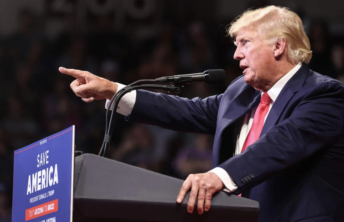 Former President Donald Trump attends a rally in support of Arizona GOP candidates, in Prescott Valley, Ariz., on July 22, 2022. (Mario Tama/Getty Images)